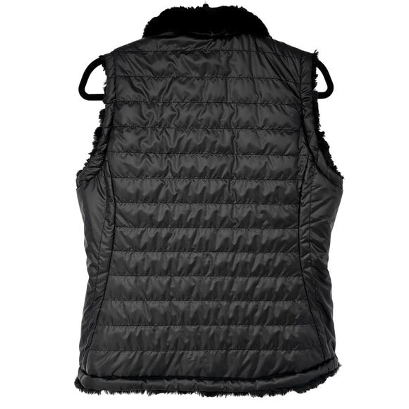 Nicole Miller Original Black Reversible Faux Fur Puff Vest Size M - Picture 2 of 7